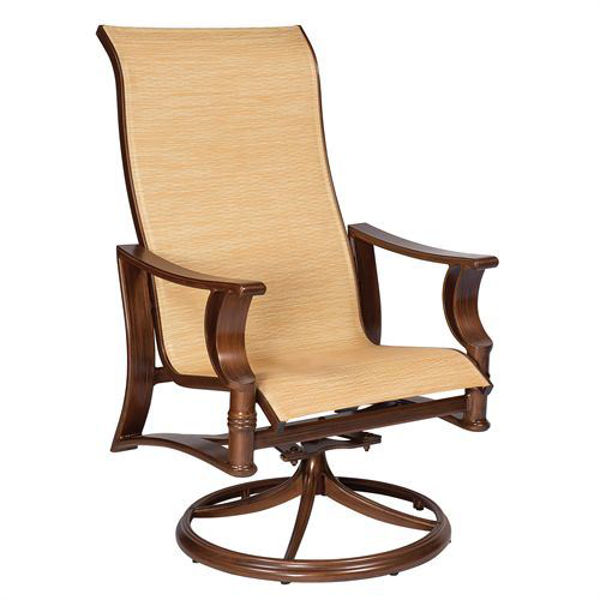 Picture of Woodard Arkadia Padded Sling High Back Swivel Rocker Dining Arm Chair