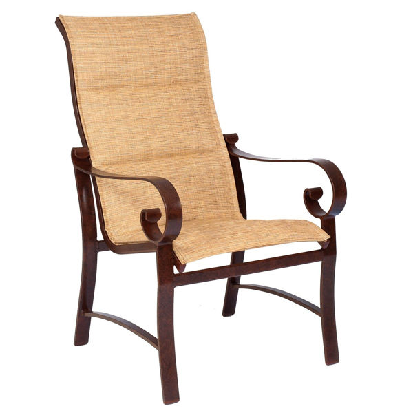 Picture of Woodard Belden Padded Sling High Back Dining Arm Chair
