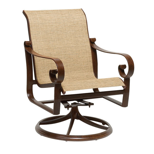 Picture of Woodard Belden Sling Swivel Rocker Dining Arm Chair