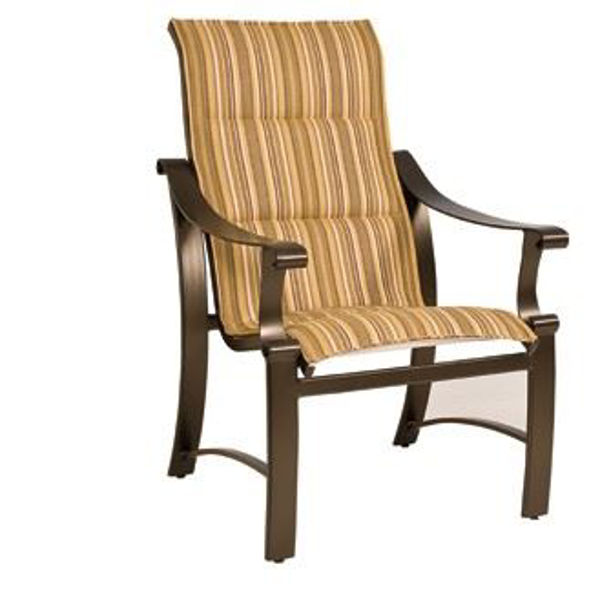 Picture of Woodard Bungalow Padded Sling High Back Dining Arm Chair
