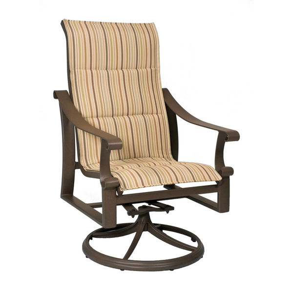 Picture of Woodard Bungalow Padded Sling High Back Swivel Rocker Dining Arm Chair