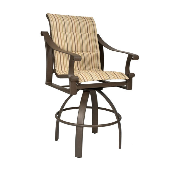 Picture of Woodard Bungalow Padded Sling Swivel Bar Stool