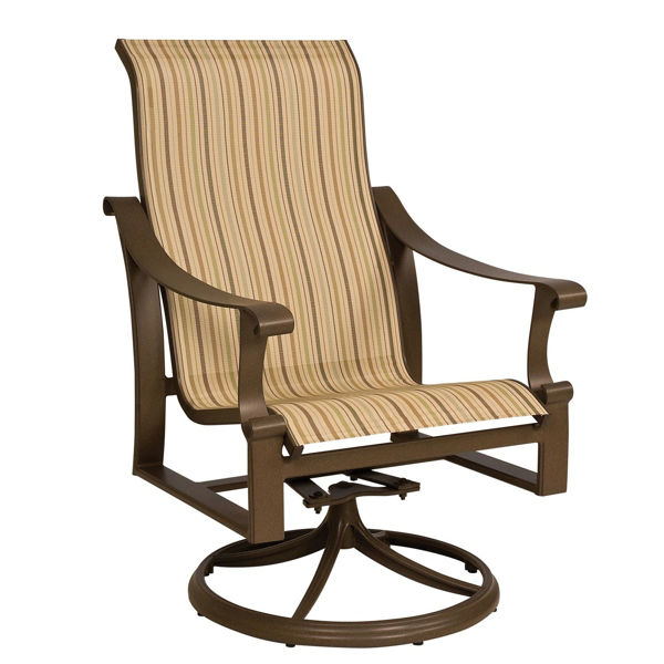 Picture of Woodard Bungalow Sling High Back Swivel Rocker Dining Arm Chair