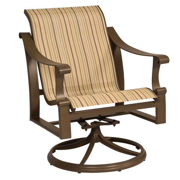 Picture of Woodard Bungalow Sling Swivel Rocker Dining Arm Chair