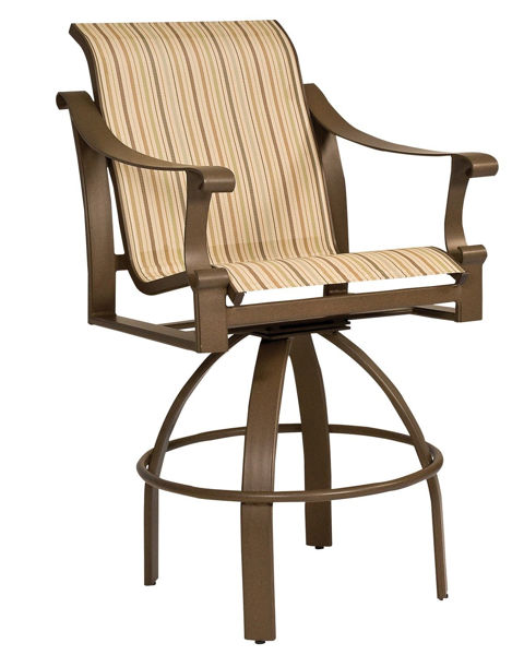 Picture of Woodard Bungalow Sling Swivel Bar Stool