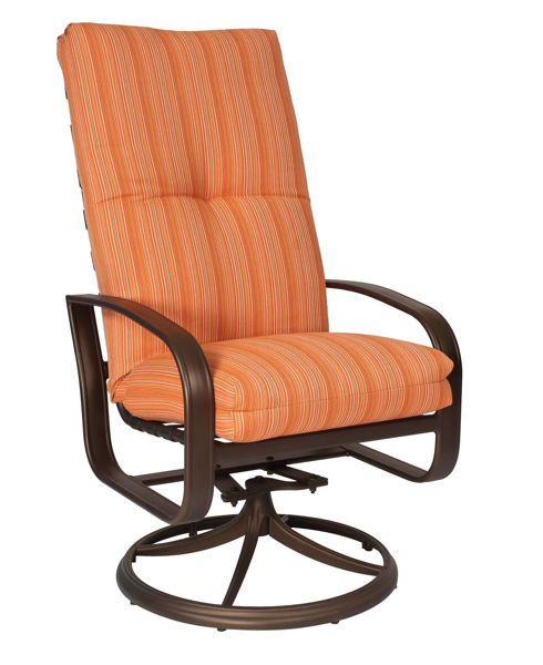 Picture of Woodard Cayman Isle Cushion High Back Swivel Rocker Dining Arm Chair