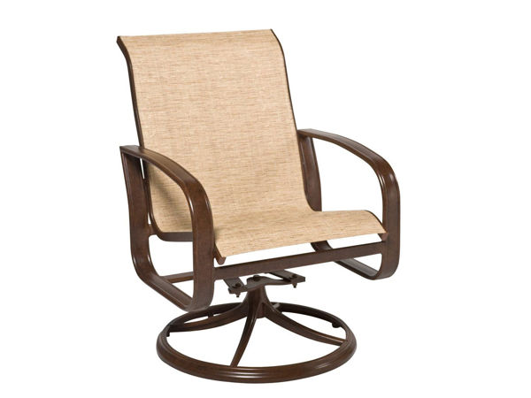 Picture of Woodard Cayman Isle Padded Sling Swivel Rocker Dining Arm Chair