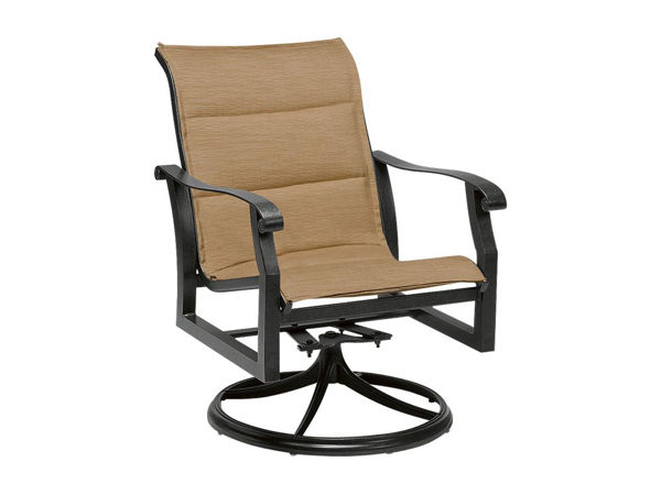 Picture of Woodard Cortland Padded Sling Swivel Rocker Dining Arm Chair