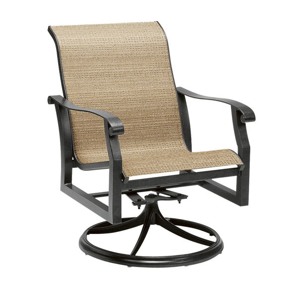 Picture of Woodard Cortland Sling Swivel Rocker Dining Arm Chair
