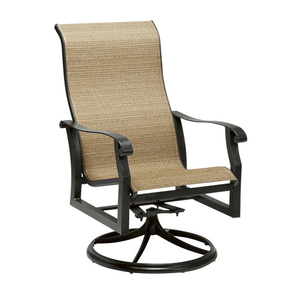 Picture of Woodard Cortland Sling High Back Swivel Rocker Dining Arm Chair