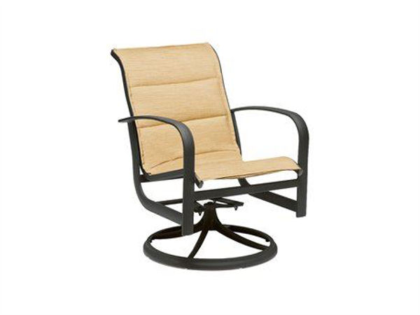 Patio Woodard Fremont Padded Sling Swivel Rocker Dining Arm Chair - Woodard Patio Furniture Replacement Slings
