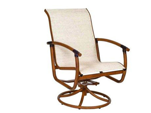 Picture of Woodard Glade Isle Padded Sling Swivel Rocker Dining Arm Chair