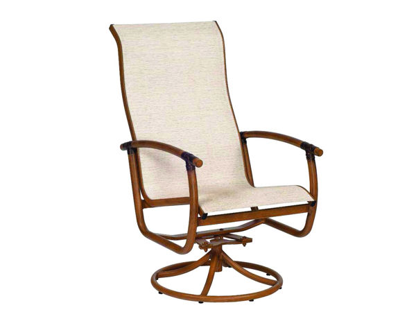Picture of Woodard Glade Isle Padded Sling High Back Swivel Rocker Dining Arm Chair