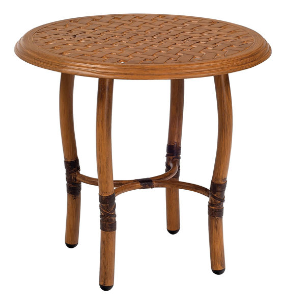 Picture of Woodard Glade Isle Tables Round End Table with Thatch Top