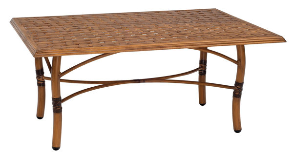 Picture of Woodard Glade Isle Tables Rectangular Coffee Table with Thatch Top