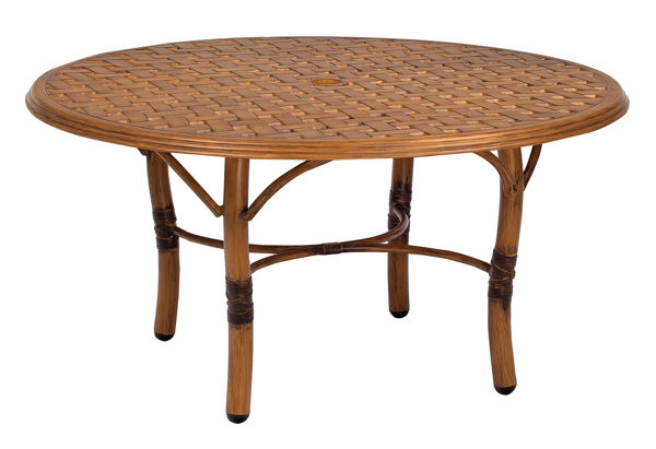 Picture of Woodard Glade Isle Tables Round Coffee Table with Thatch Top