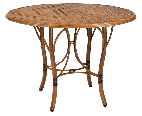 Picture of Woodard Glade Isle Tables Round Counter Height Table with Thatch Top
