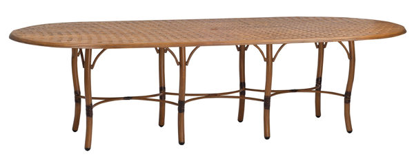 Picture of Woodard Glade Isle Tables Large Rectangular Dining Table with Thatch Top