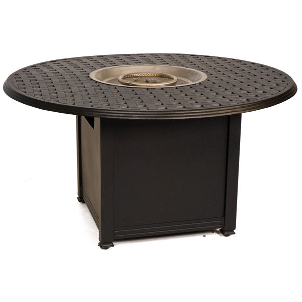 Picture of Woodard Glade Isle Tables Round Fire Pit with Round Burner and 48 Round Thatch Top