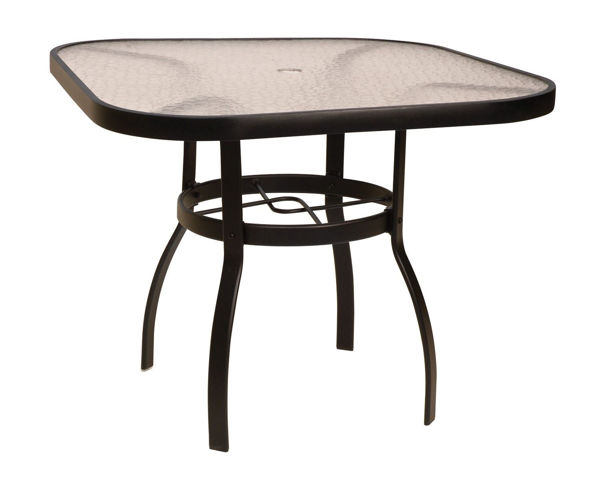 Picture of Woodard Deluxe Tables in Aluminum with Acrylic Top 36" Square Umbrella Table