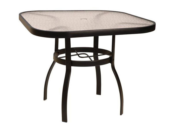 Picture of Woodard Deluxe Tables in Aluminum with Obscure Glass 42" Square Umbrella Table