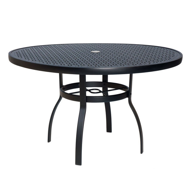 Picture of Woodard Deluxe Tables in Aluminum with Obscure Glass 48" Round Umbrella Table