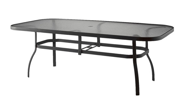 Picture of Woodard Deluxe Tables in Aluminum with Obscure Glass 44' x 90' Rectangular Umbrella Table