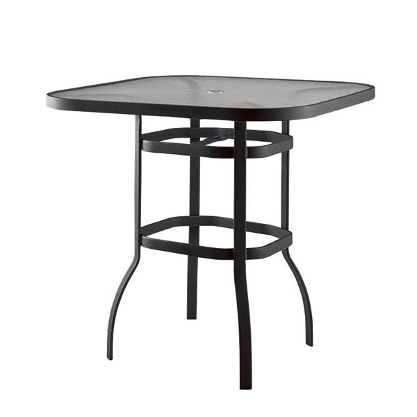 Picture of Woodard Deluxe Tables in Aluminum with Obscure Glass 42" Square Bar Height Dining Table