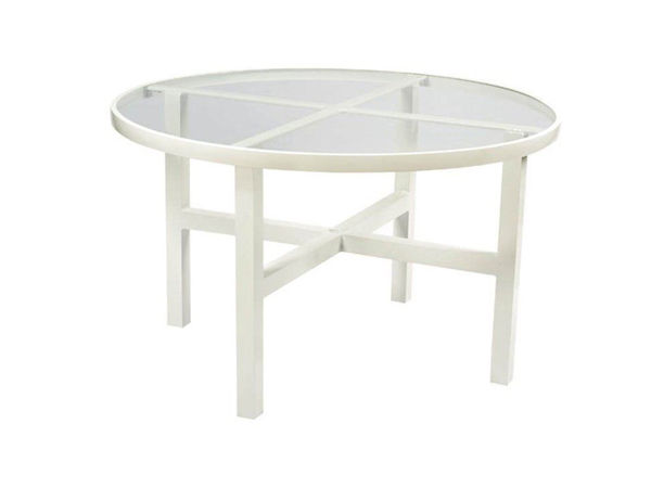 Picture of Woodard Elite Tables in Aluminum with Obscure Glass 48" Round Umbrella Dining Table