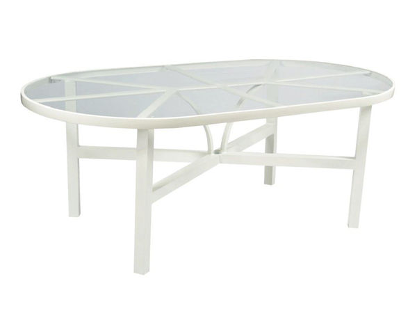 Picture of Woodard Elite Tables in Aluminum with Obscure Glass 42' x 74' Oval Dining Table