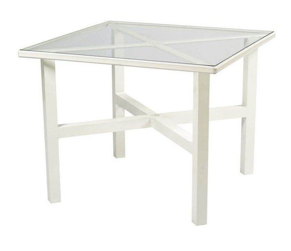 Picture of Woodard Elite Tables in Aluminum with Clear Glass 36" Square Dining Table