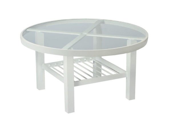 Picture of Woodard Elite Tables in Aluminum with Clear Glass 36" Round Coffee Table