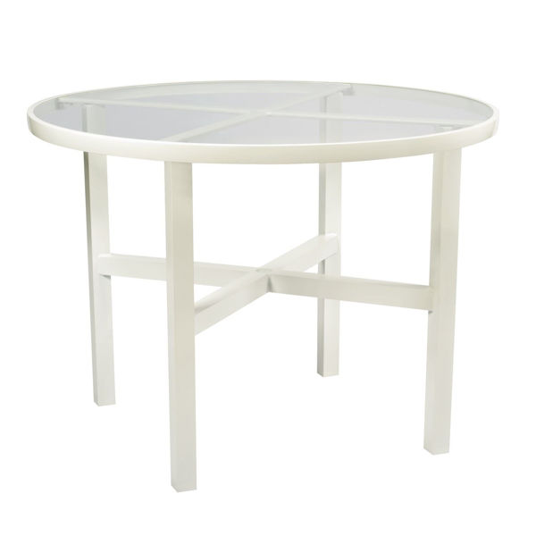 Picture of Woodard Elite Tables in Aluminum with Clear Glass 48" Round Counter Height Table