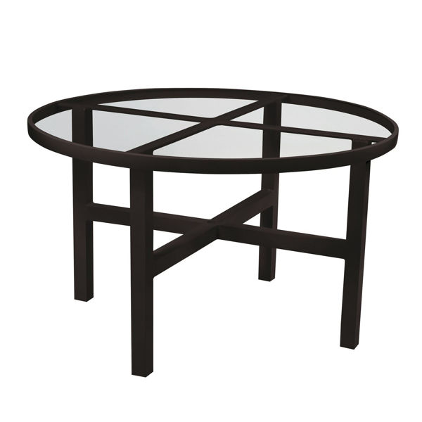 Picture of Woodard Elite Tables in Aluminum with Clear Glass 48" Round Dining Table