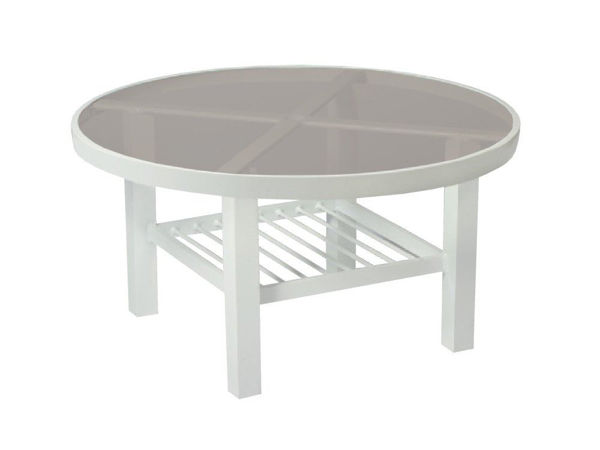 Picture of Woodard Elite Tables in Aluminum with Bronze Glass 36" Round Coffee Table