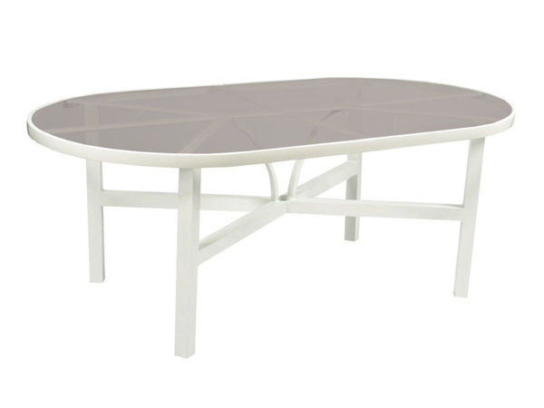 Picture of Woodard Elite Tables in Aluminum with Bronze Glass 42' x 74' Oval Dining Table