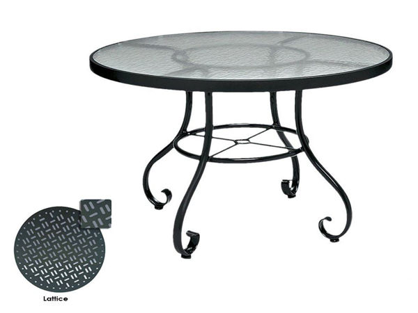 Picture of Woodard Ramsgate Tables in Aluminum with Lattice Top 48" Round Umbrella Table