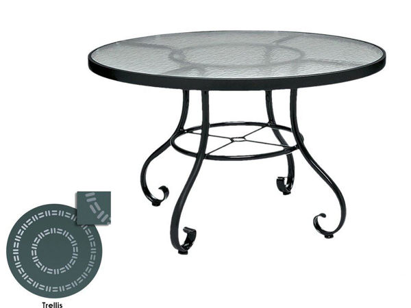 Picture of Woodard Ramsgate Tables in Aluminum with Trellis Top 48" Round Umbrella Table