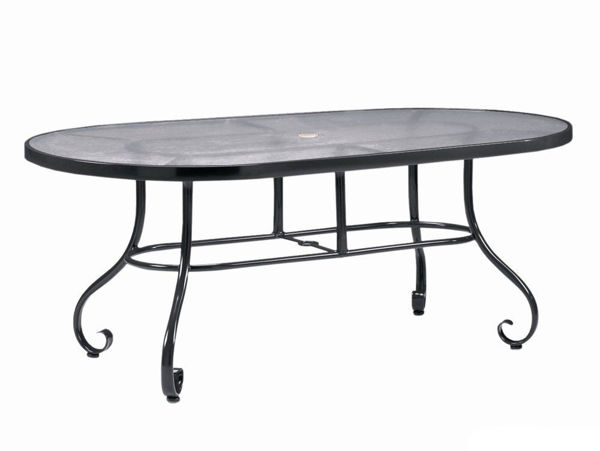 Picture of Woodard Ramsgate Aluminum with Obscure Glass 42' x 74' Oval Umbrella Table