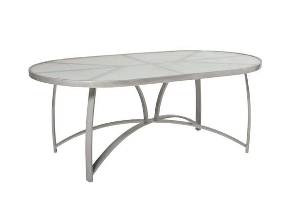 Picture of Woodard Wyatt Aluminum with Clear Glass 42' x 74' Oval Umbrella Table