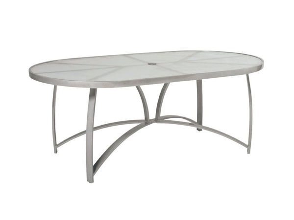 Picture of Woodard Wyatt Aluminum with Obscure Glass 42' x 74' Oval Umbrella Table