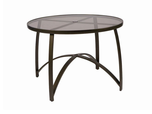 Picture of Woodard Wyatt Aluminum with Bronze Glass 36" Round Bar Height Umbrella Table