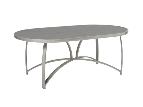 Picture of Woodard Wyatt Aluminum with Bronze Glass 42' x 74' Oval Umbrella Table