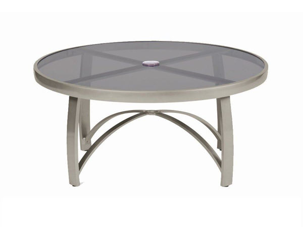 Picture of Woodard Wyatt Aluminum with Smoked Glass 36" Round Umbrella Coffee Table