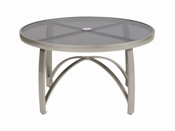 Picture of Woodard Wyatt Aluminum with Smoked Glass 36" Round Counter Height Umbrella Table