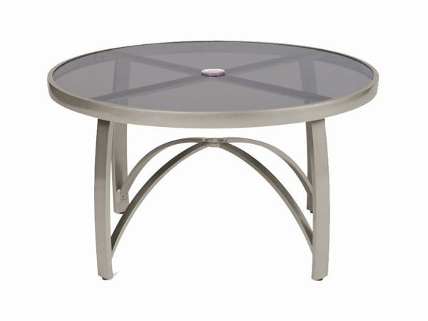 Picture of Woodard Wyatt Aluminum with Smoked Glass 48" Round Umbrella Table