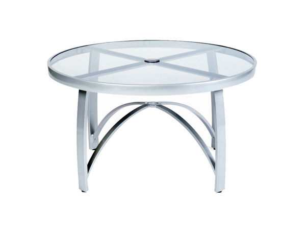 Picture of Woodard Wyatt Aluminum Acrylic Top 36" Round Bar Height Umbrella Table