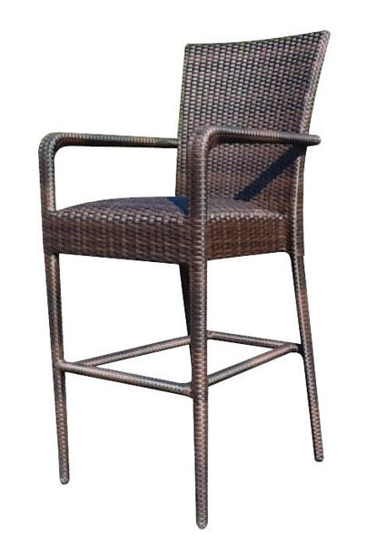 Picture of Woodard All Weather Padded Seat Bar Stool with Arms