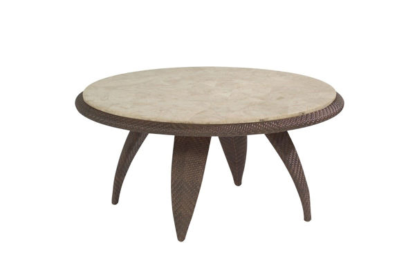 Picture of Woodard Bali Coffee Table with Stone Top