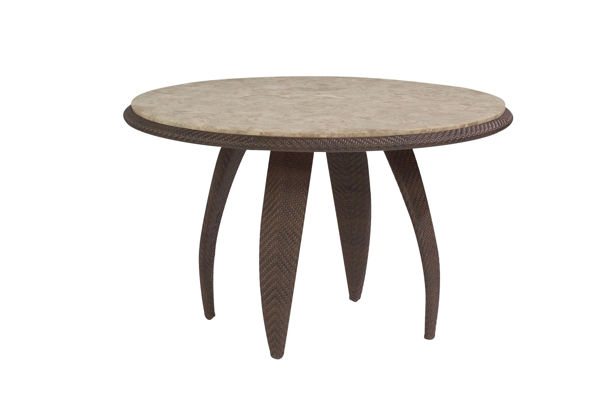 Picture of Woodard Bali Rectangular Dining Table with Inset Glass